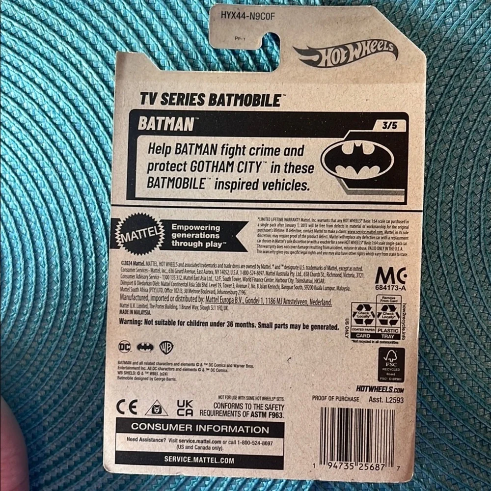 Hot Wheels Batman TV Series Batmobile - Black Hot Wheels Car
